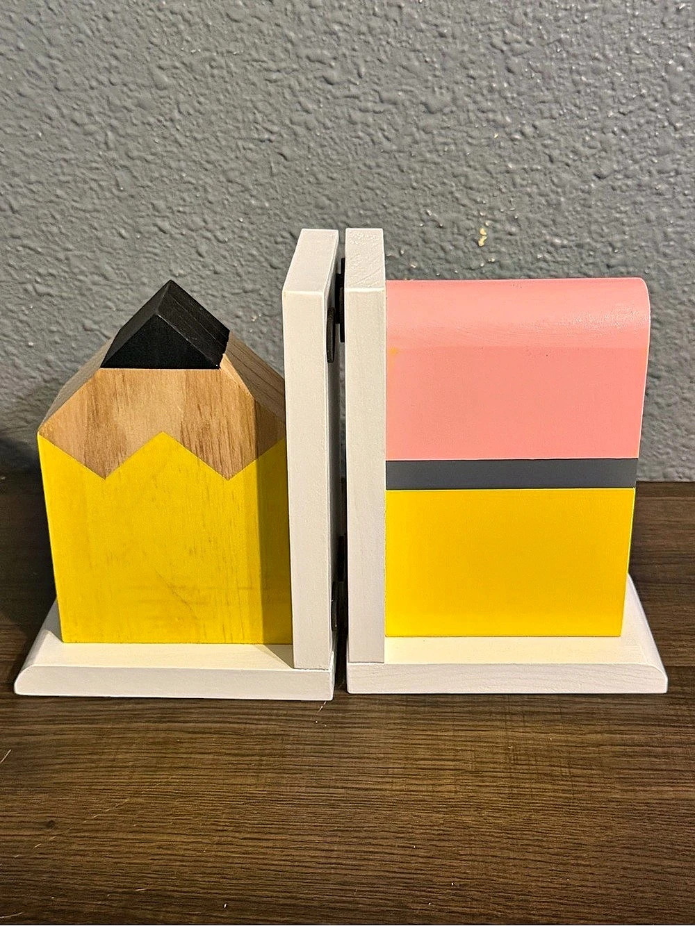 Color Block Decorative Bookends in Yellow & Pink